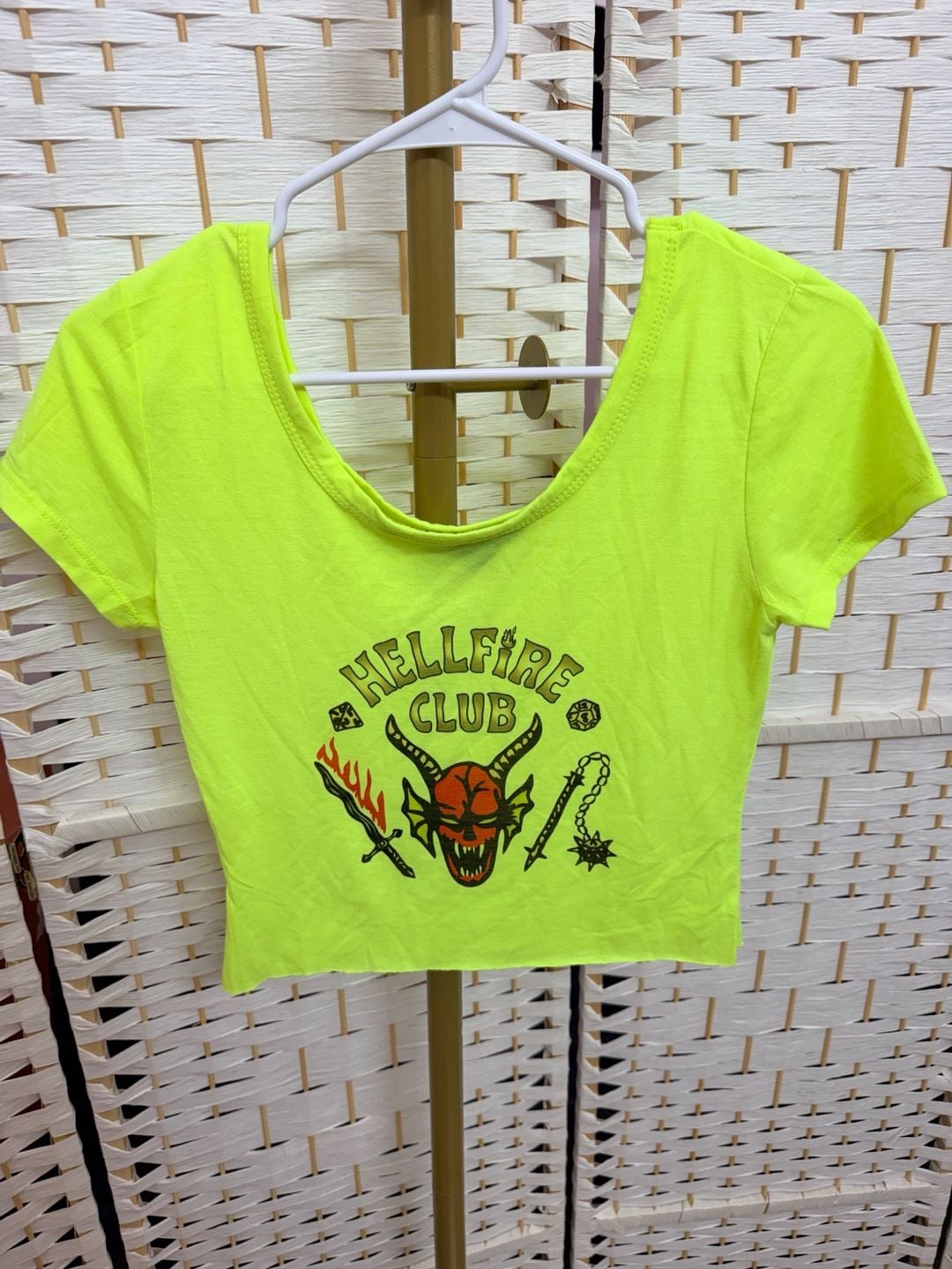 AMRICAN DREAM Hellfire Club Crop Top Size M Neon Green 2