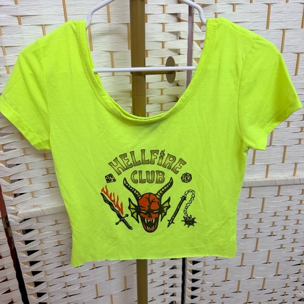 AMRICAN DREAM Hellfire Club Crop Top Size M Neon Green