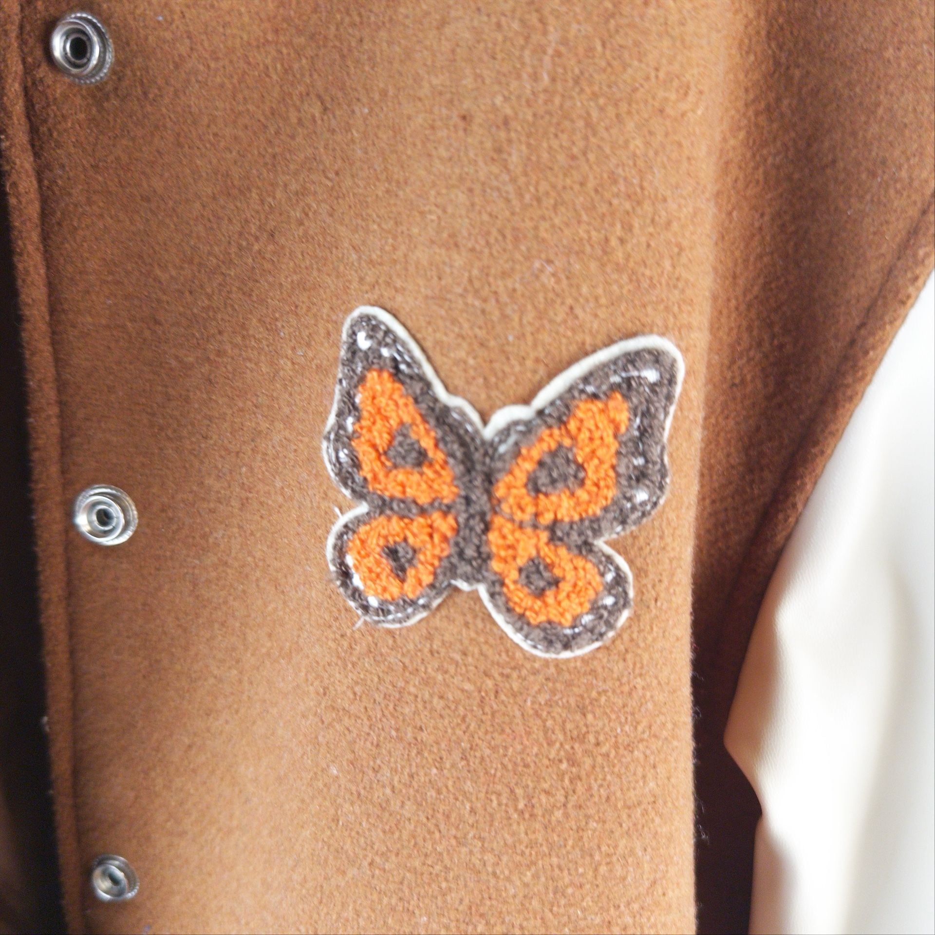 Ashley by 26 International Outerwear Varsity Jacket Size M Brown Butterfly 3
