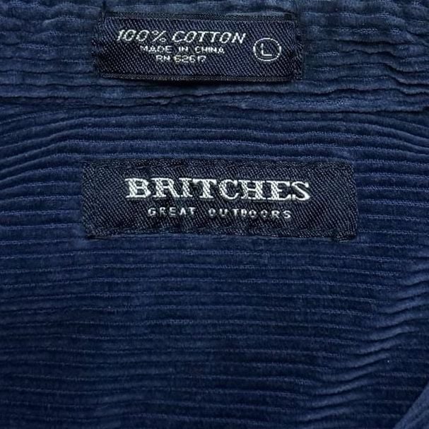Vintage Britches Great Outdoors Navy Corduroy Quarter Zip Shirt Men’s L 2