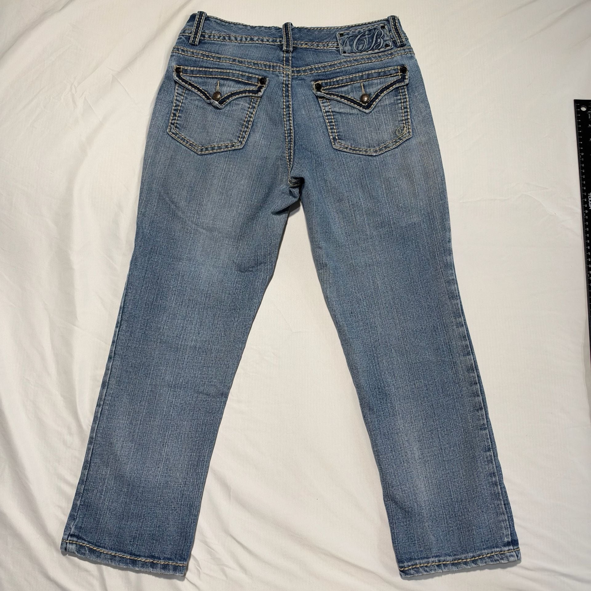 Code Bleu Jeans Size 4 Regular Blue Stretch Denim Pocket Flaps 7