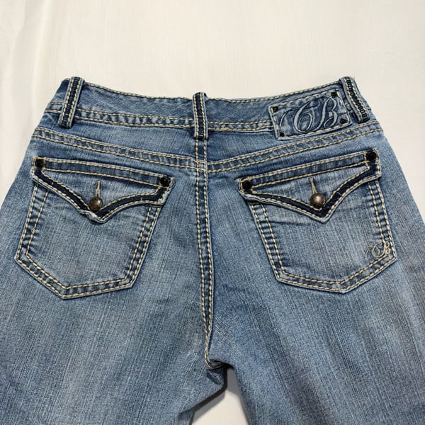 Code Bleu Jeans Size 4 Regular Blue Stretch Denim Pocket Flaps