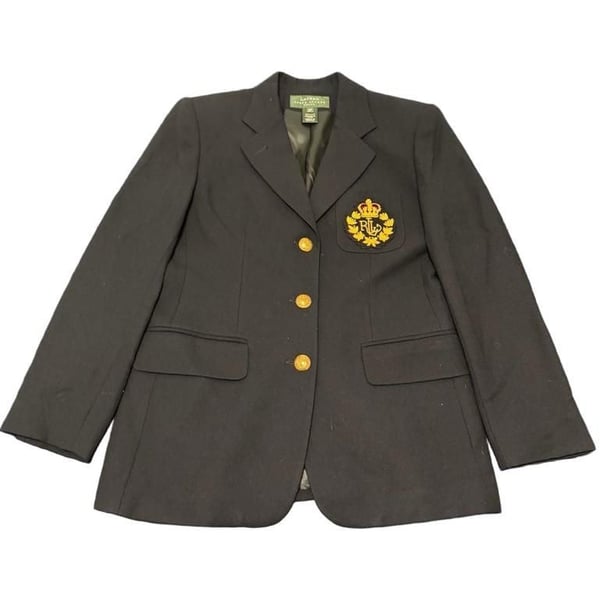 Vintage 90s Lauren Ralph Lauren Wool Blazer 3D Crest Size 14 - ,