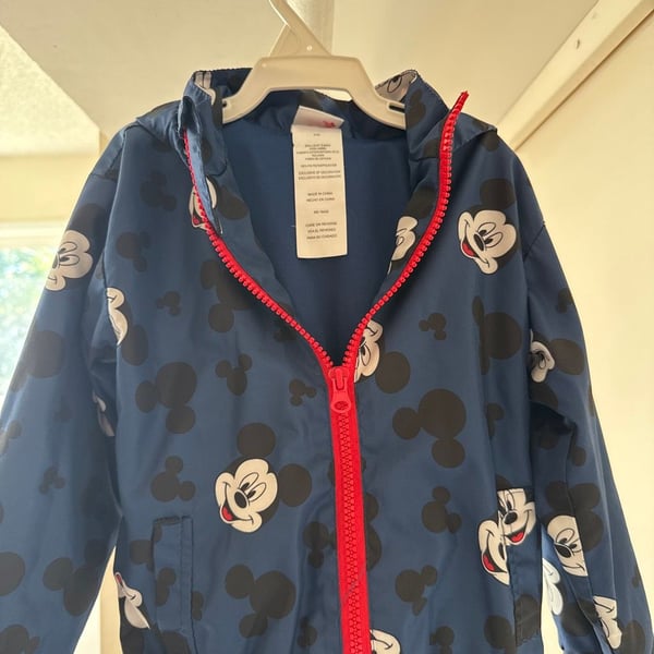 Disney Mickey Mouse Full Zip Jacket Size 24M Blue with 3D Ears Hood
