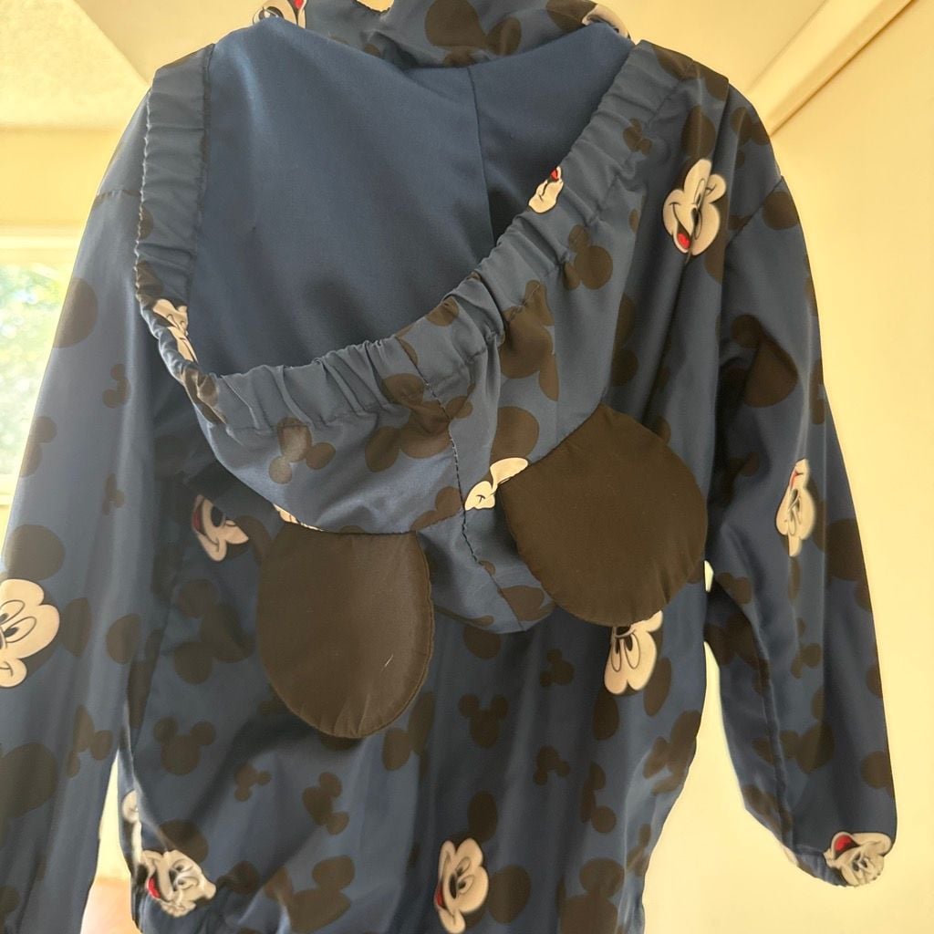 Disney Mickey Mouse Full Zip Jacket Size 24M Blue with 3D Ears Hood 2