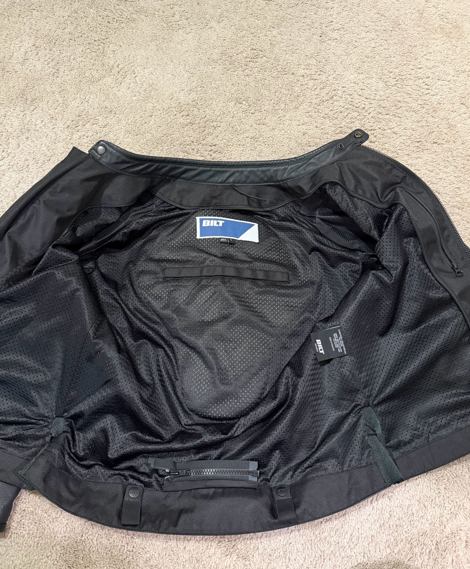 BILT Nomad Air Motorcycle Jacket Size L Black Leather Mesh 4