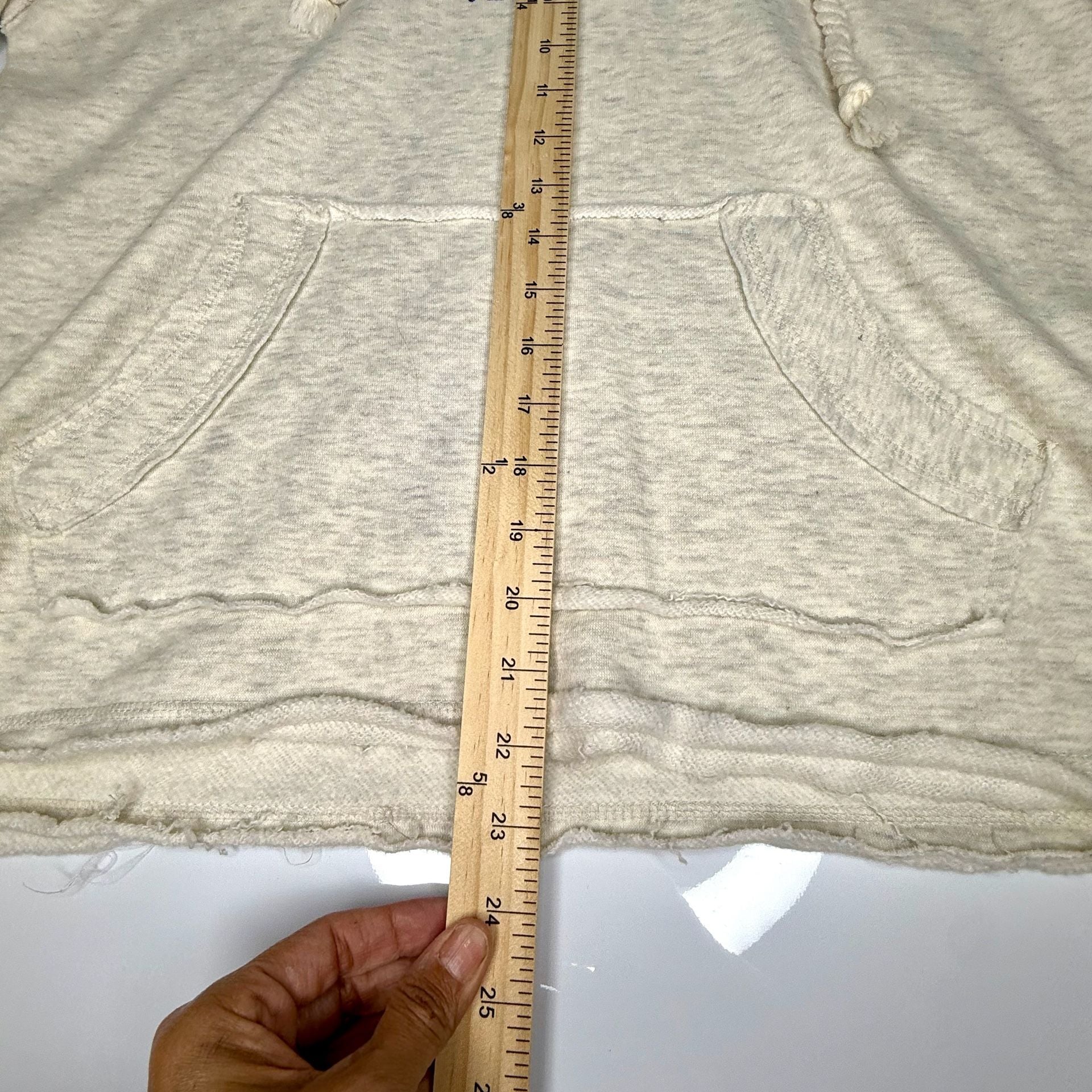 Ocean Beach Hoodie Size XL Beach Please Long Beach CA Cream Raw Edge 5