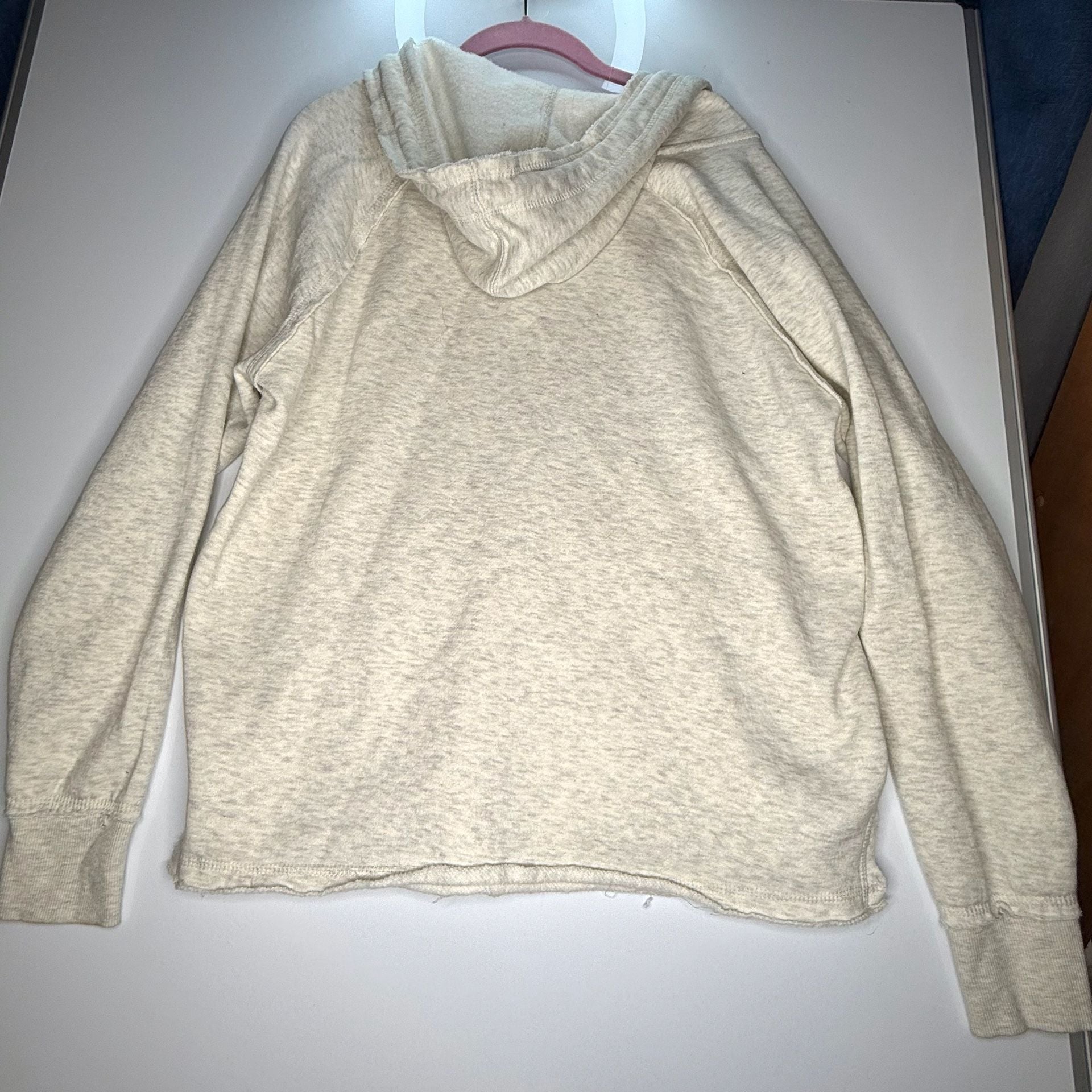 Ocean Beach Hoodie Size XL Beach Please Long Beach CA Cream Raw Edge 7