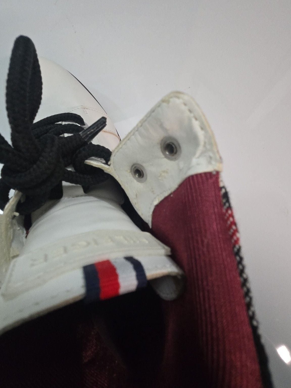 Tommy Hilfiger Leda Combat Boots White Plaid Collar Size 8.5M 13