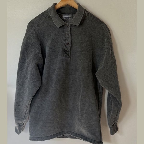 Non-Fiction Active Long Sleeve Polo Size S Gray Cotton Vintage