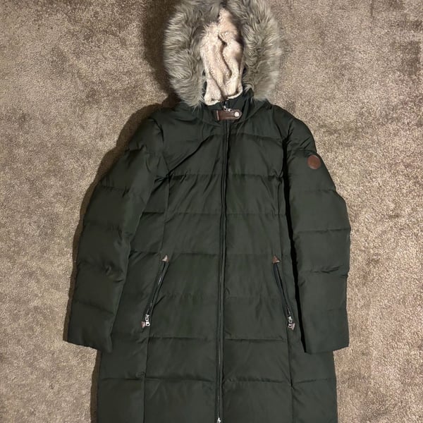 Lauren Ralph Lauren Womens Large Olive Green Goose Down Packable Puffer Coat
