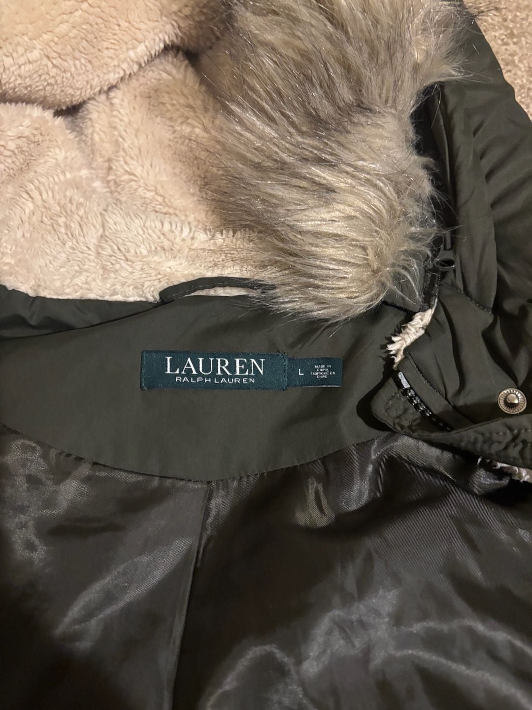 Lauren Ralph Lauren Womens Large Olive Green Goose Down Packable Puffer Coat 3