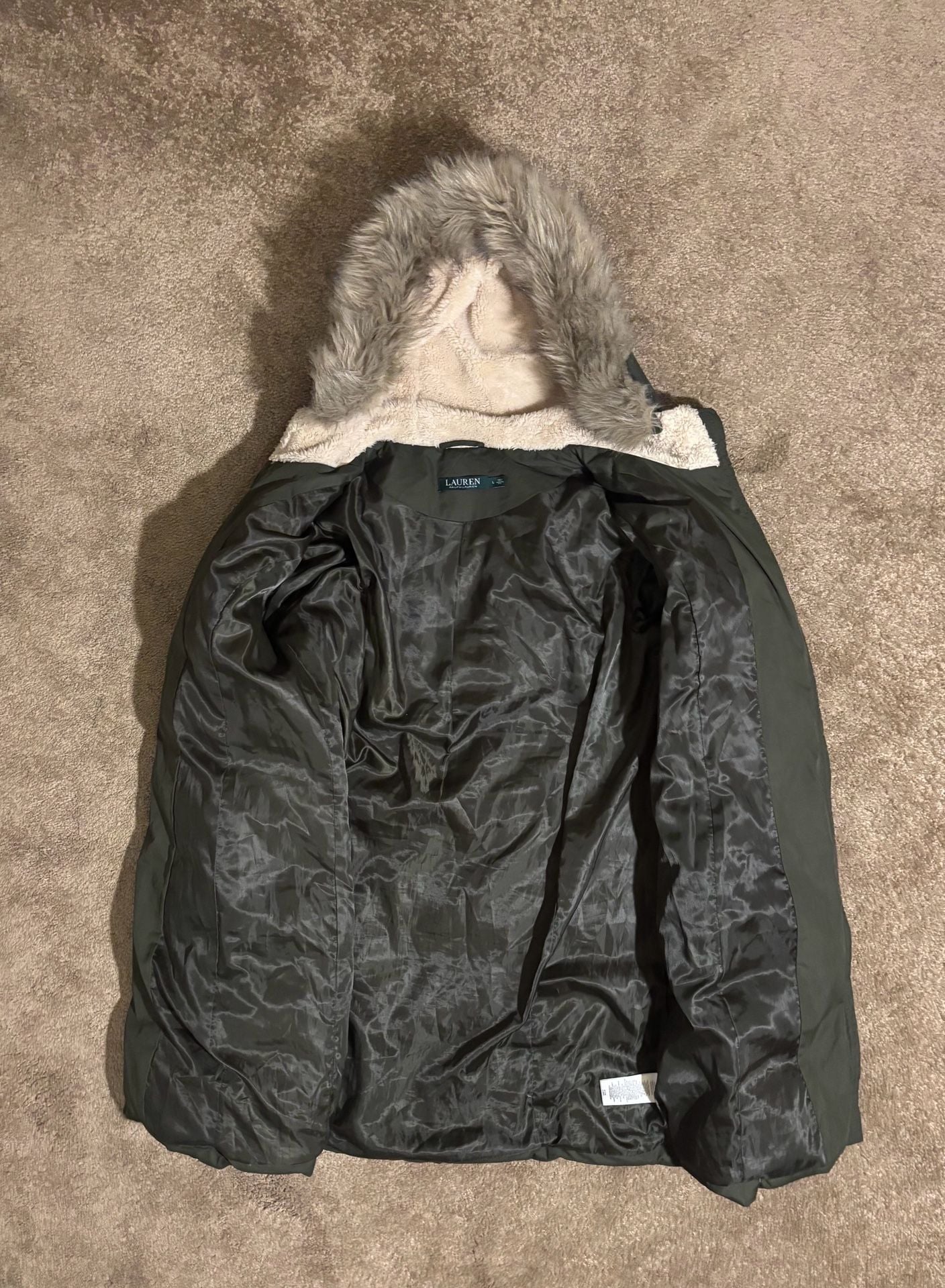 Lauren Ralph Lauren Womens Large Olive Green Goose Down Packable Puffer Coat 5