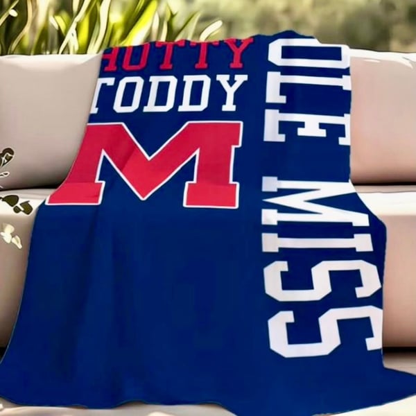 NCAA Ole Miss Hotty Toddy Blanket 31.5" x 47.24" Navy Red Plush