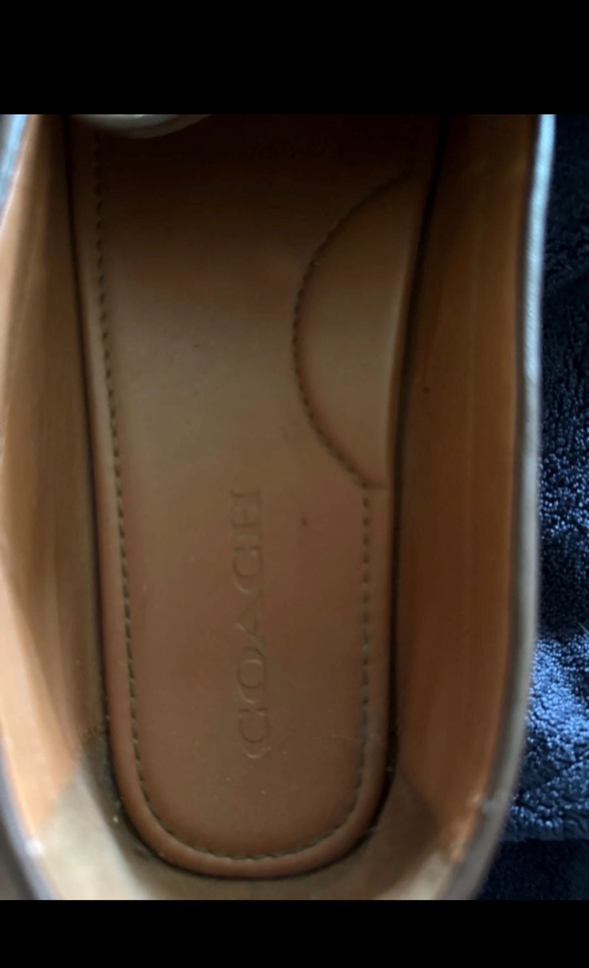 Coach Moira Sig Jacq Loafer Size 7.5 Tan Signature Jacquard Tassel 9