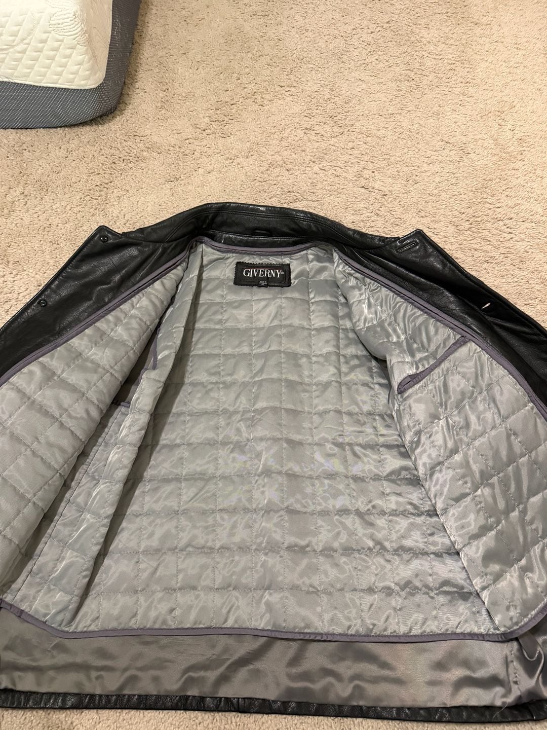 Giverny Leather Jacket Size XL Black Button Quilted Lined 4