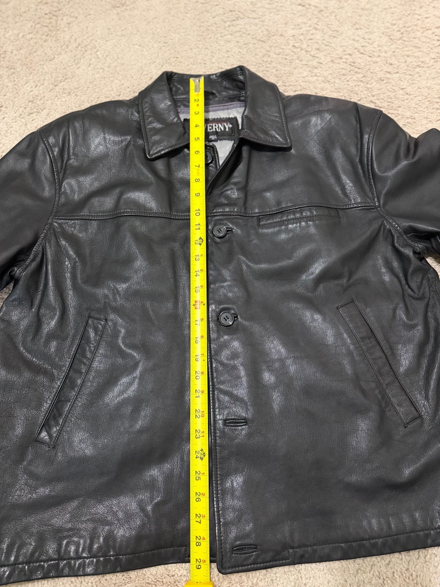 Giverny Leather Jacket Size XL Black Button Quilted Lined 5