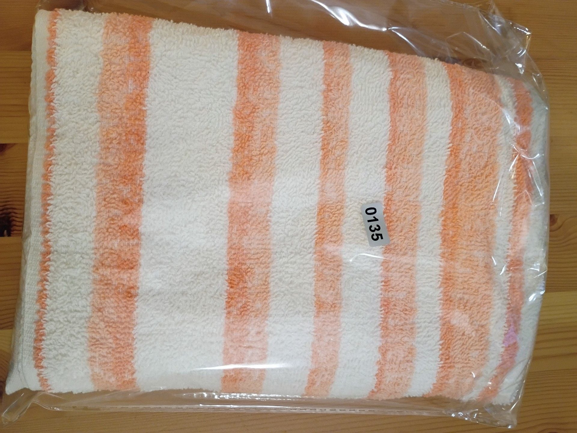 Vintage Orange and White Striped Cotton Hand Towel with Crochet Edge 7