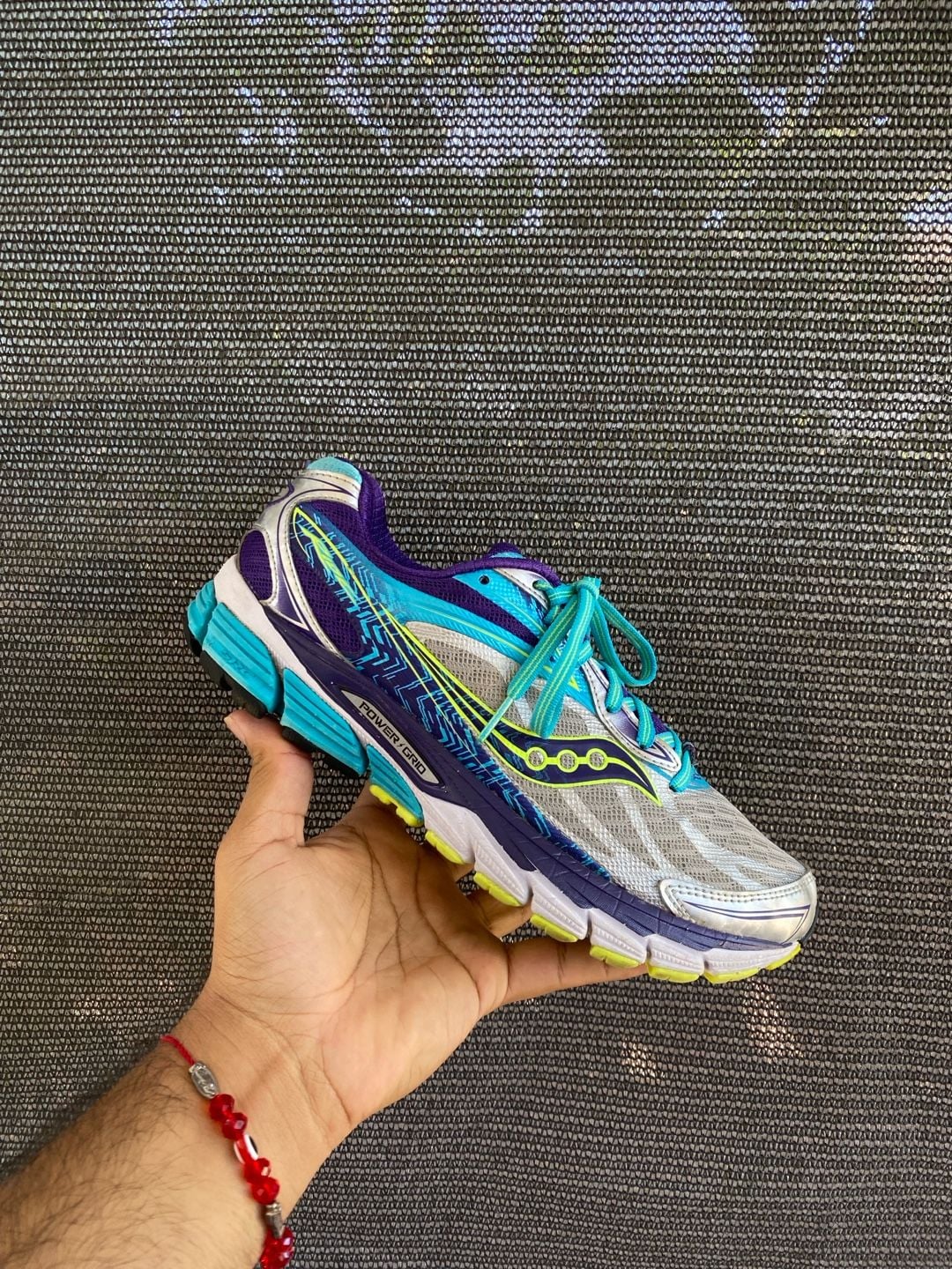 Saucony Ride 8 Size 8 .5 Silver Purple Blue Running Shoes 2