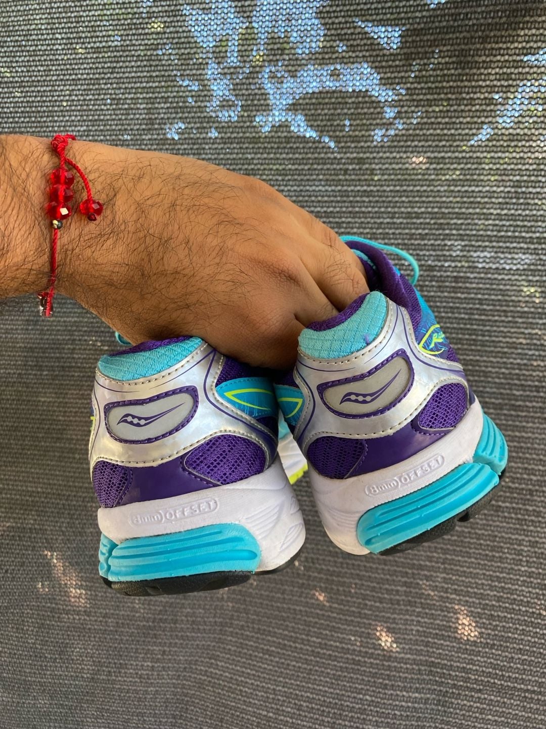 Saucony Ride 8 Size 8 .5 Silver Purple Blue Running Shoes 4