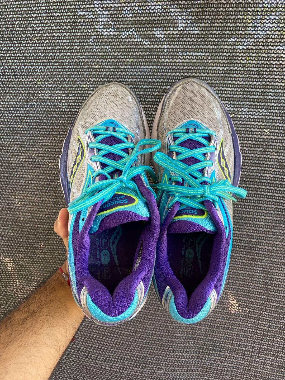Saucony Ride 8 Size 8 .5 Silver Purple Blue Running Shoes 5