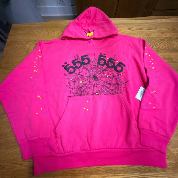 Authentic Sp5der Angel Number Hoodie Size XXL Pink 555 Web