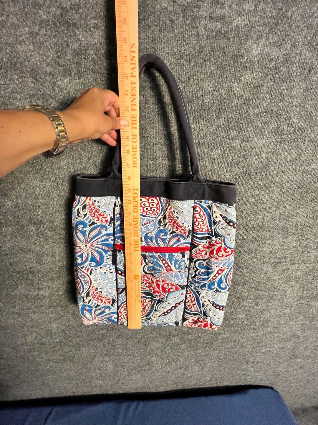 Vera Bradley Seaside Tote Bag Blue Red Paisley Canvas 9