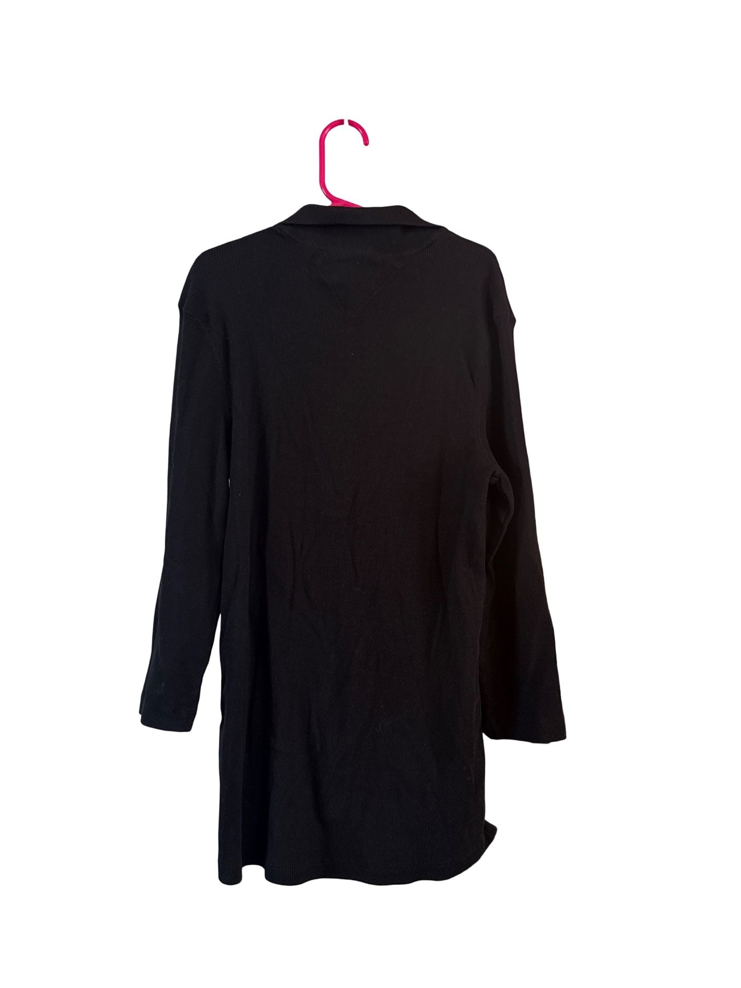 Tommy Hilfiger Ribbed Polo Size M Black 3/4 Sleeve 3