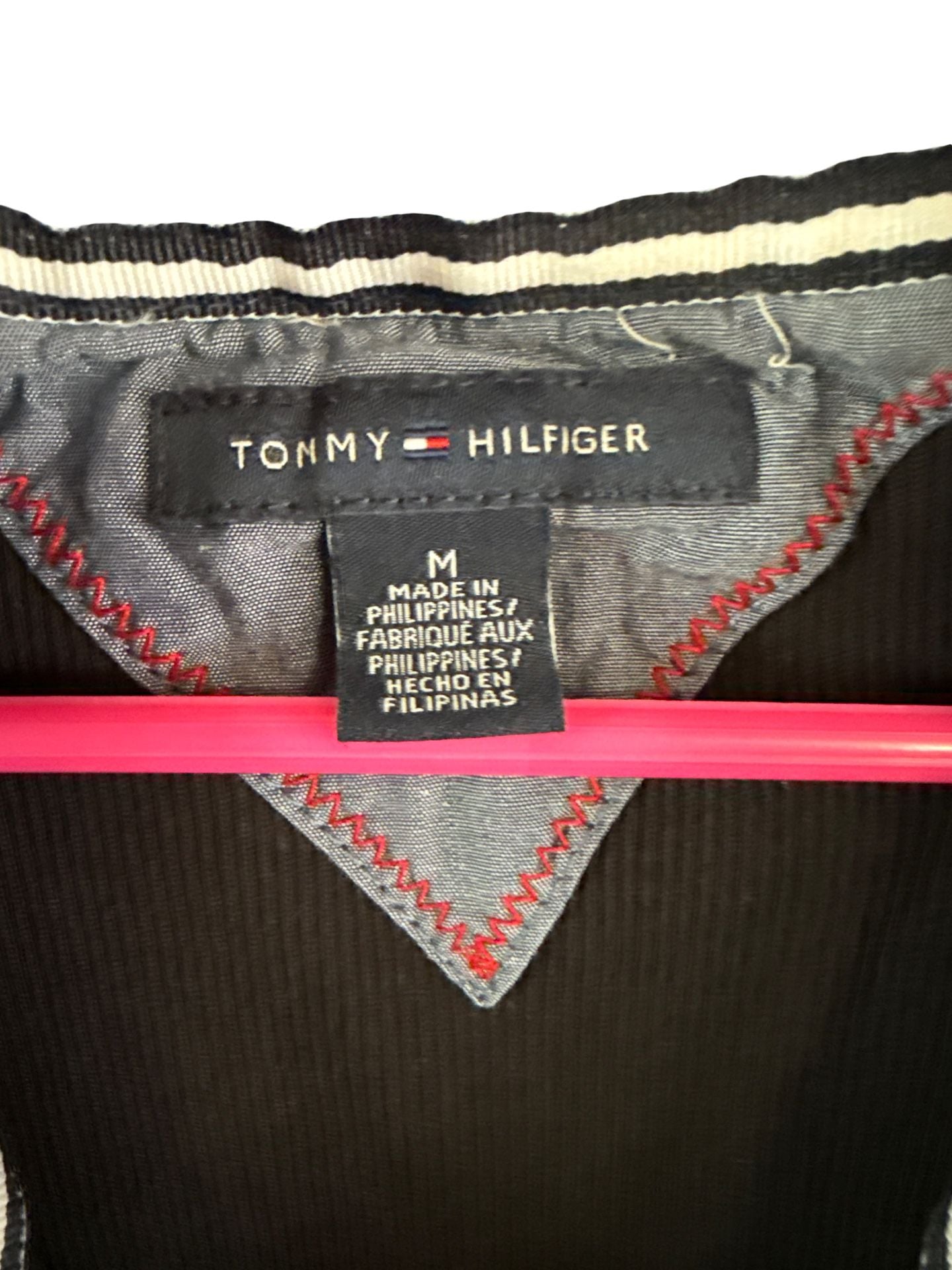 Tommy Hilfiger Ribbed Polo Size M Black 3/4 Sleeve 4