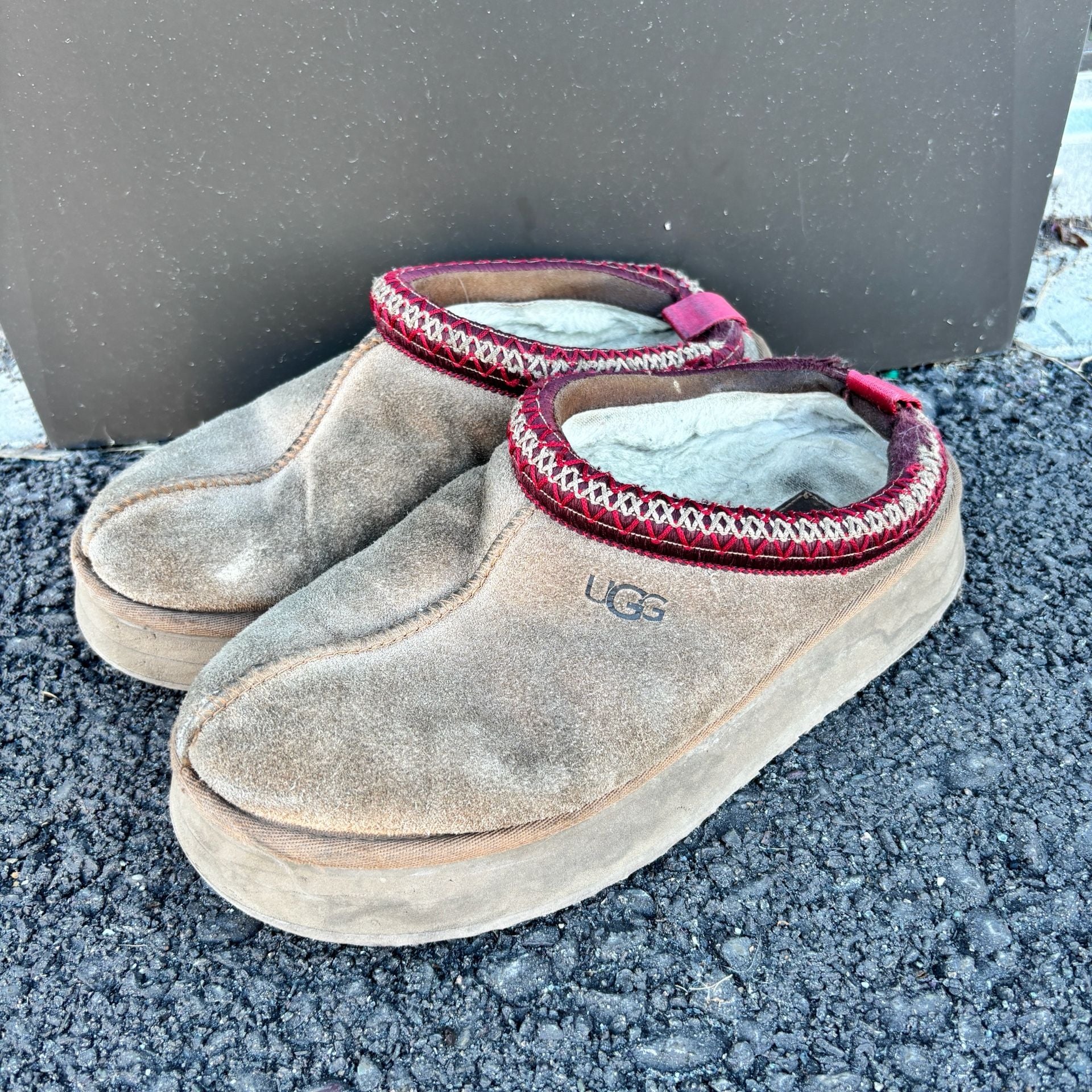 UGG Tazz II Platform Slippers Chestnut Brown Suede Size 9 2
