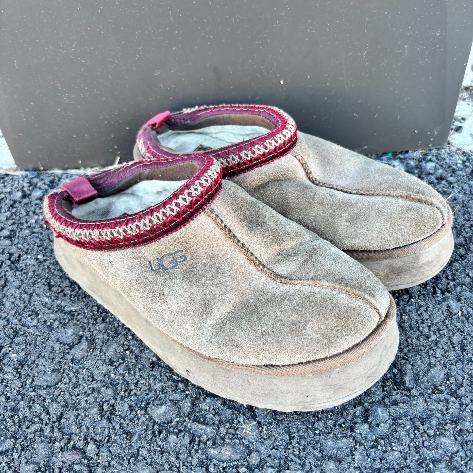 UGG Tazz II Platform Slippers Chestnut Brown Suede Size 9 4