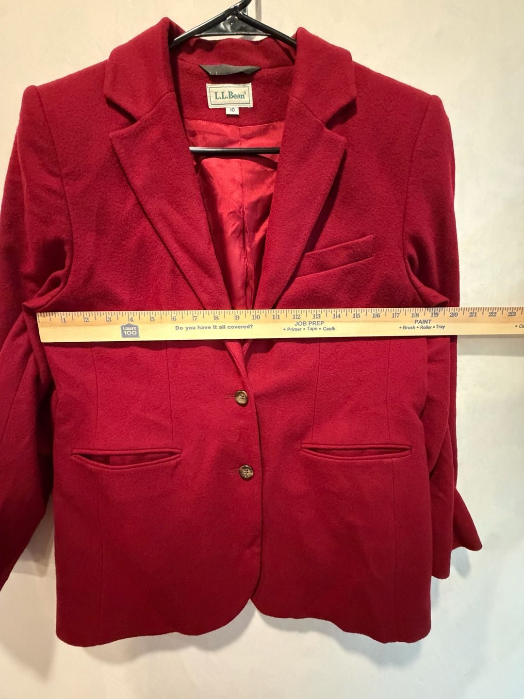 Vintage L.L. Bean Wool Cashmere Blazer Size 10 Red Notch Lapel Jacket 7