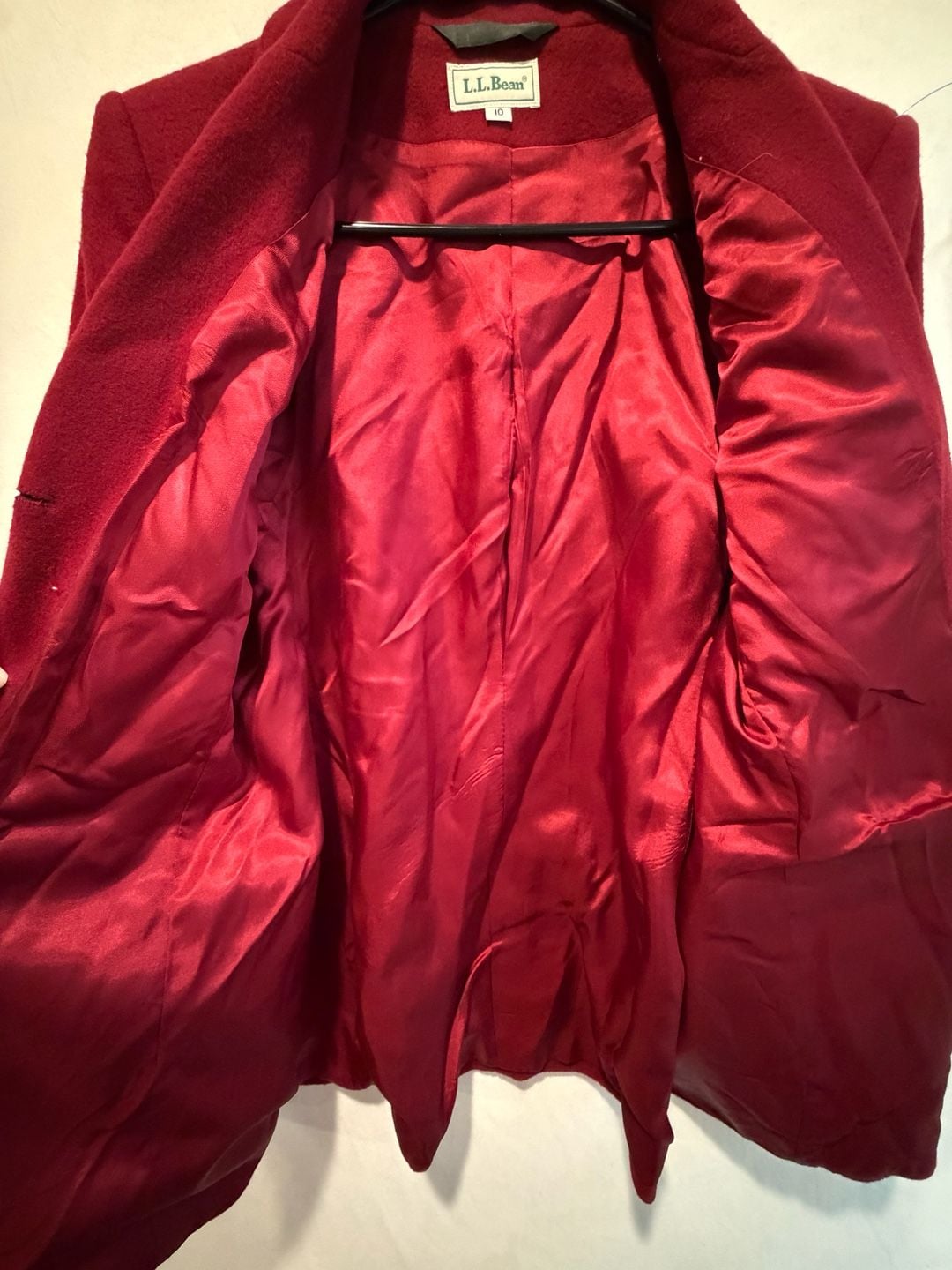Vintage L.L. Bean Wool Cashmere Blazer Size 10 Red Notch Lapel Jacket 8
