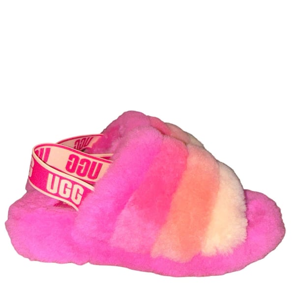 UGG Fluff Yeah Slide Pink Multi Slippers Size 6