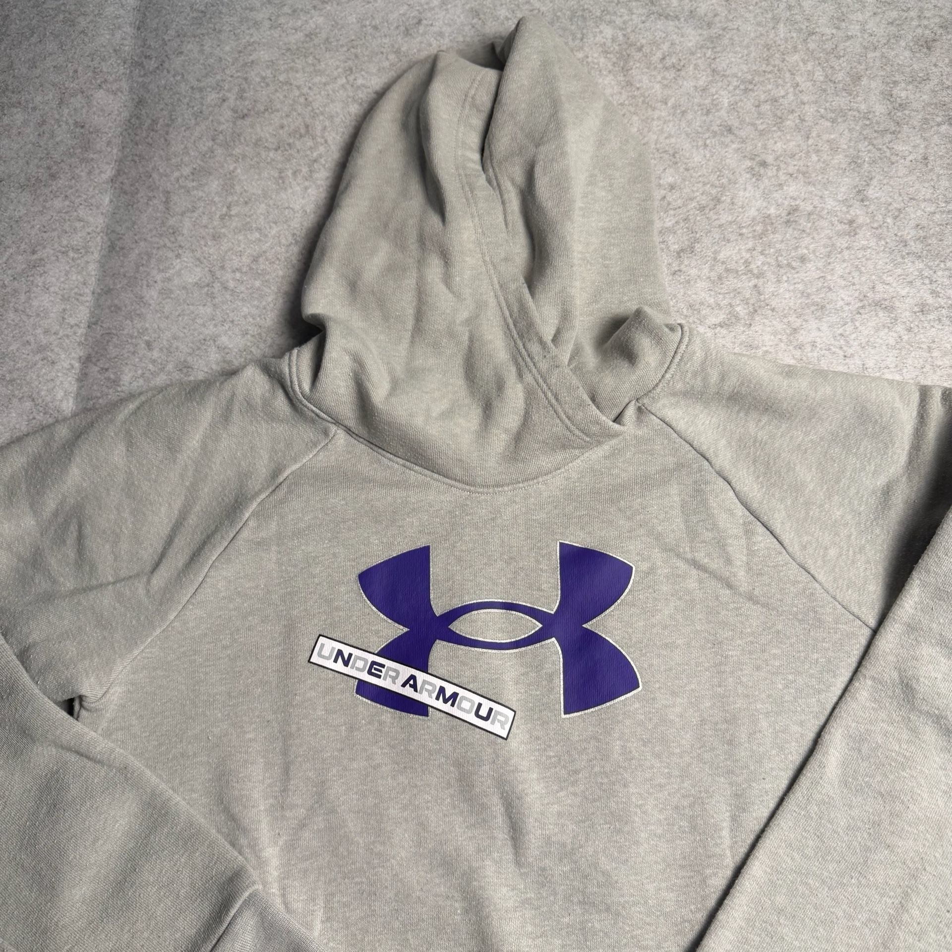 Under Armour Hoodie Size YLG Gray Purple Logo 2