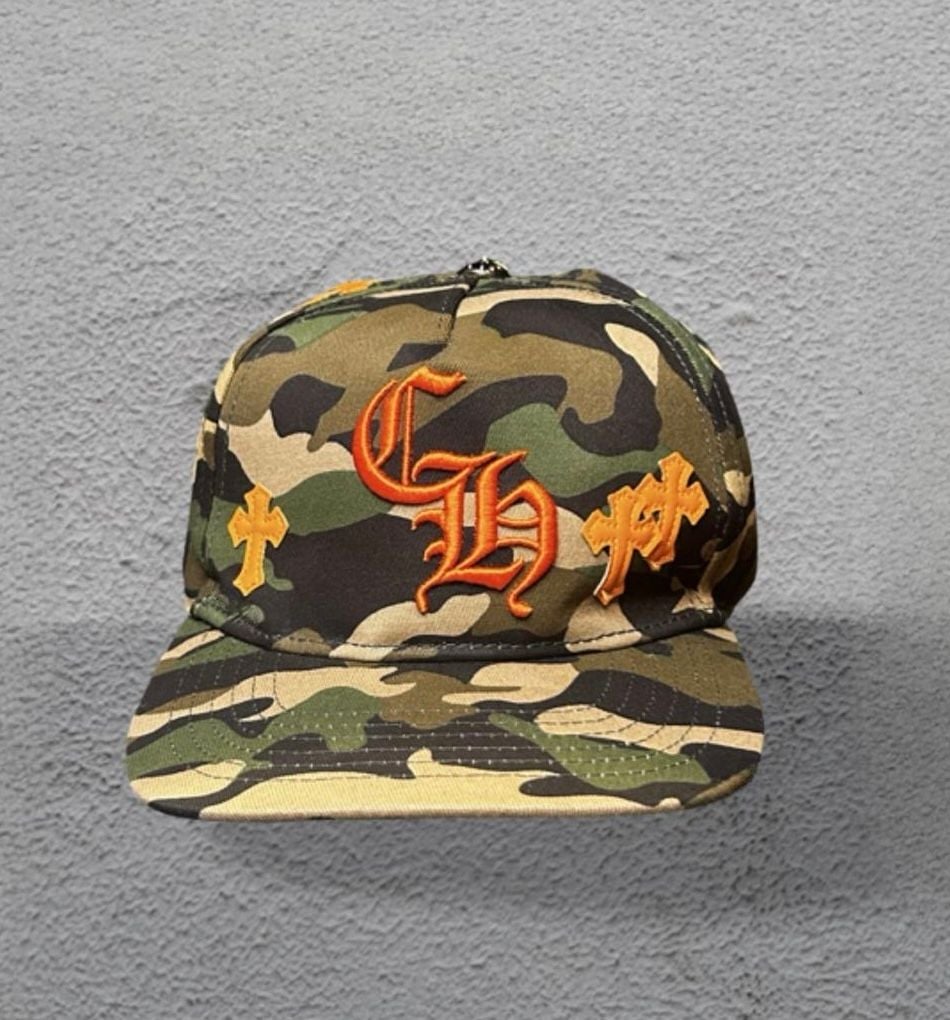 Chrome Camo Hat Orange Cross Patches Snapback 2