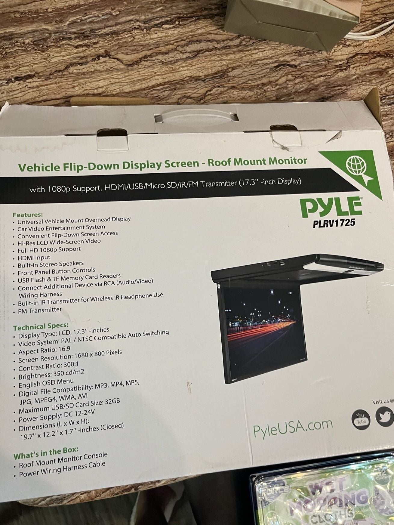 Pyle PLRV1725 Vehicle Flip-Down Display Screen Roof Mount Monitor 2