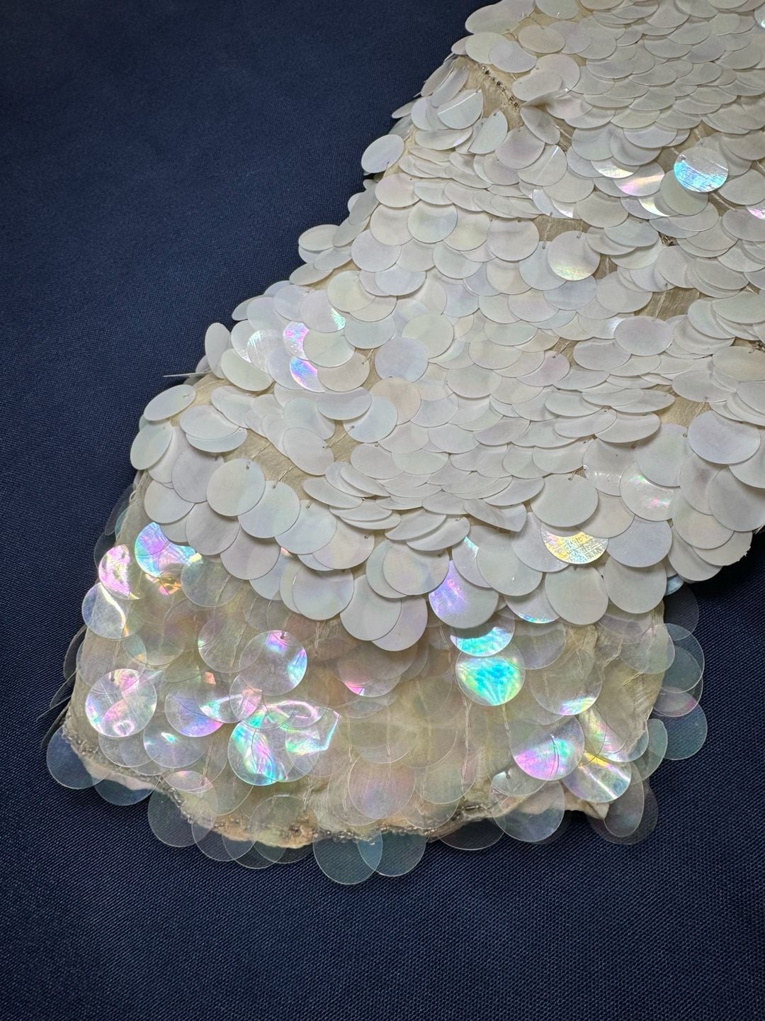 Royal Feelings Silk Sequin Beaded Blouse Vintage 80s 2X Ivory Iridescent 11