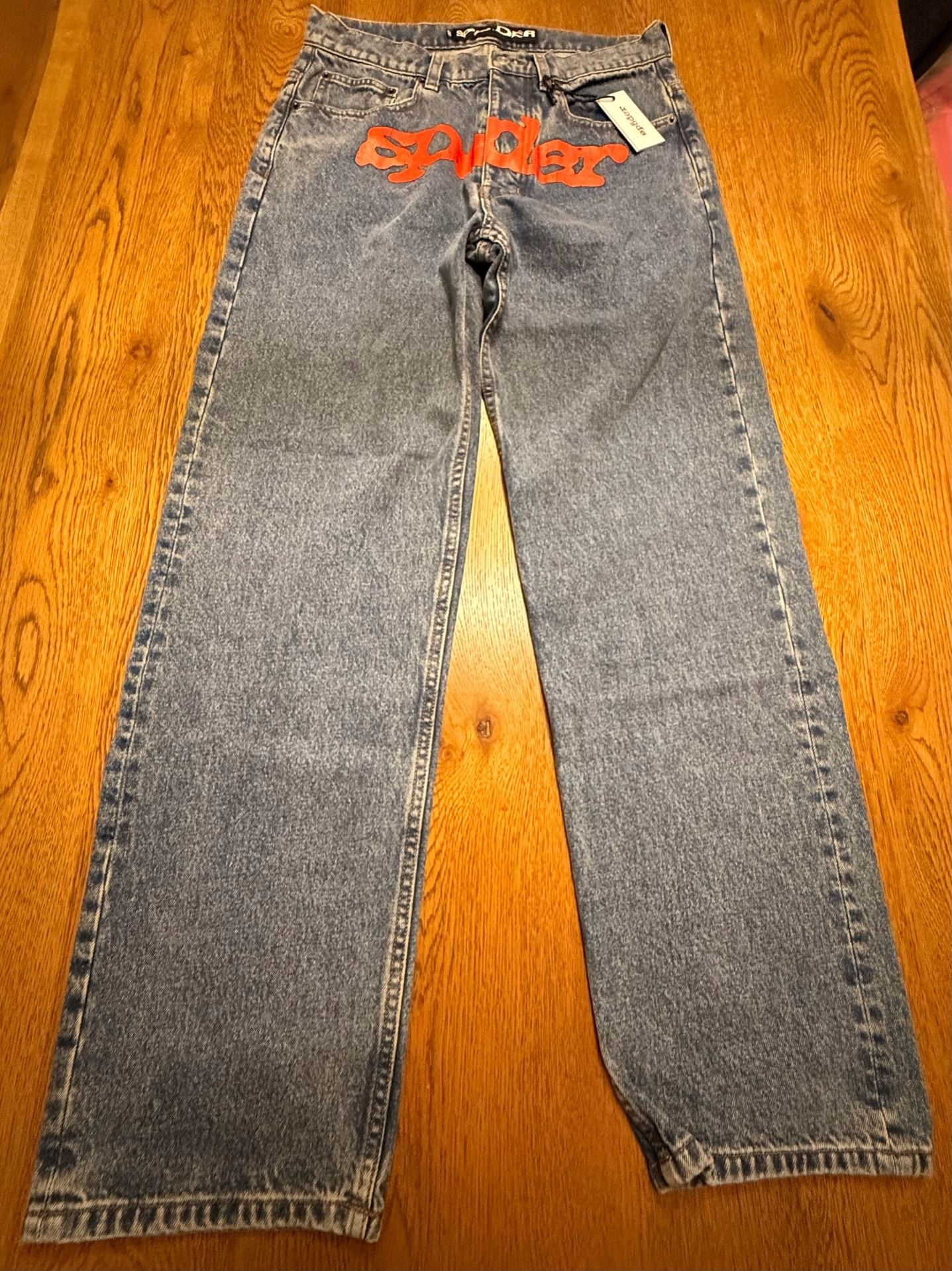 Authentic Sp5der Light Wash V3 Indigo Denim Jeans Size 28 2