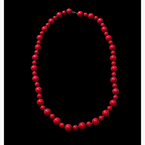 Vintage Red Chunky Beaded Necklace