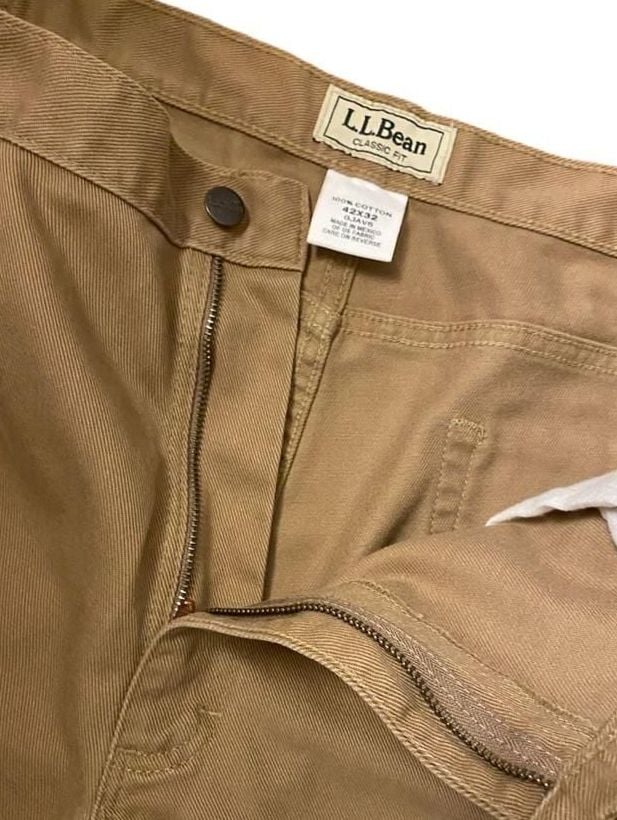 LL Bean Classic Fit Pocket Pants Size 42x32 Tan OJAV 5 4