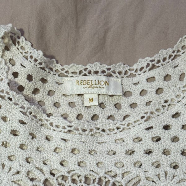 Rebellion Again Crochet Top Size M Ivory Floral Boho Beach