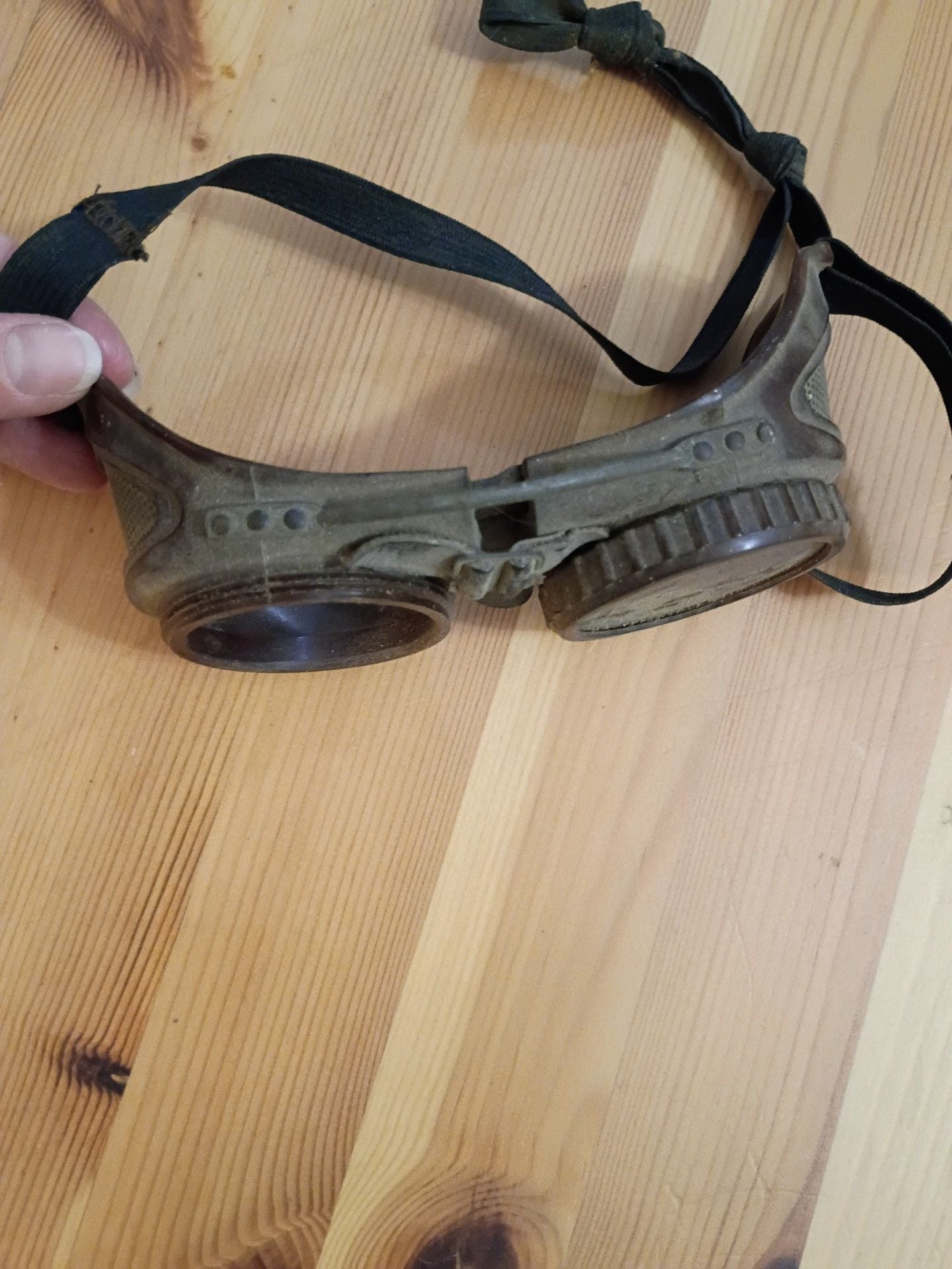 Vintage Industrial Safety Welding Goggles Brown Bakelite Steampunk 3