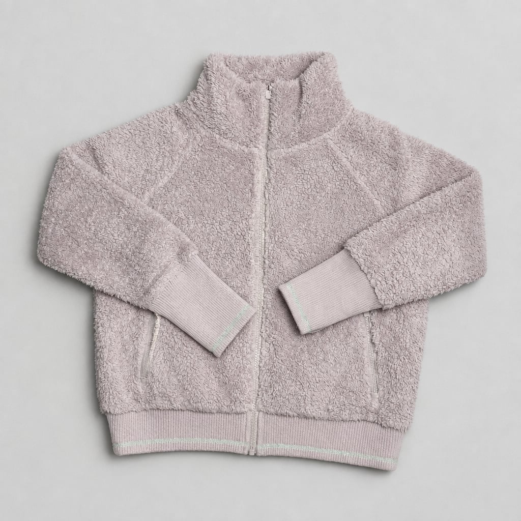 Athleta Tugga Sherpa Jacket Size M Lavender Full Zip Fleece 2