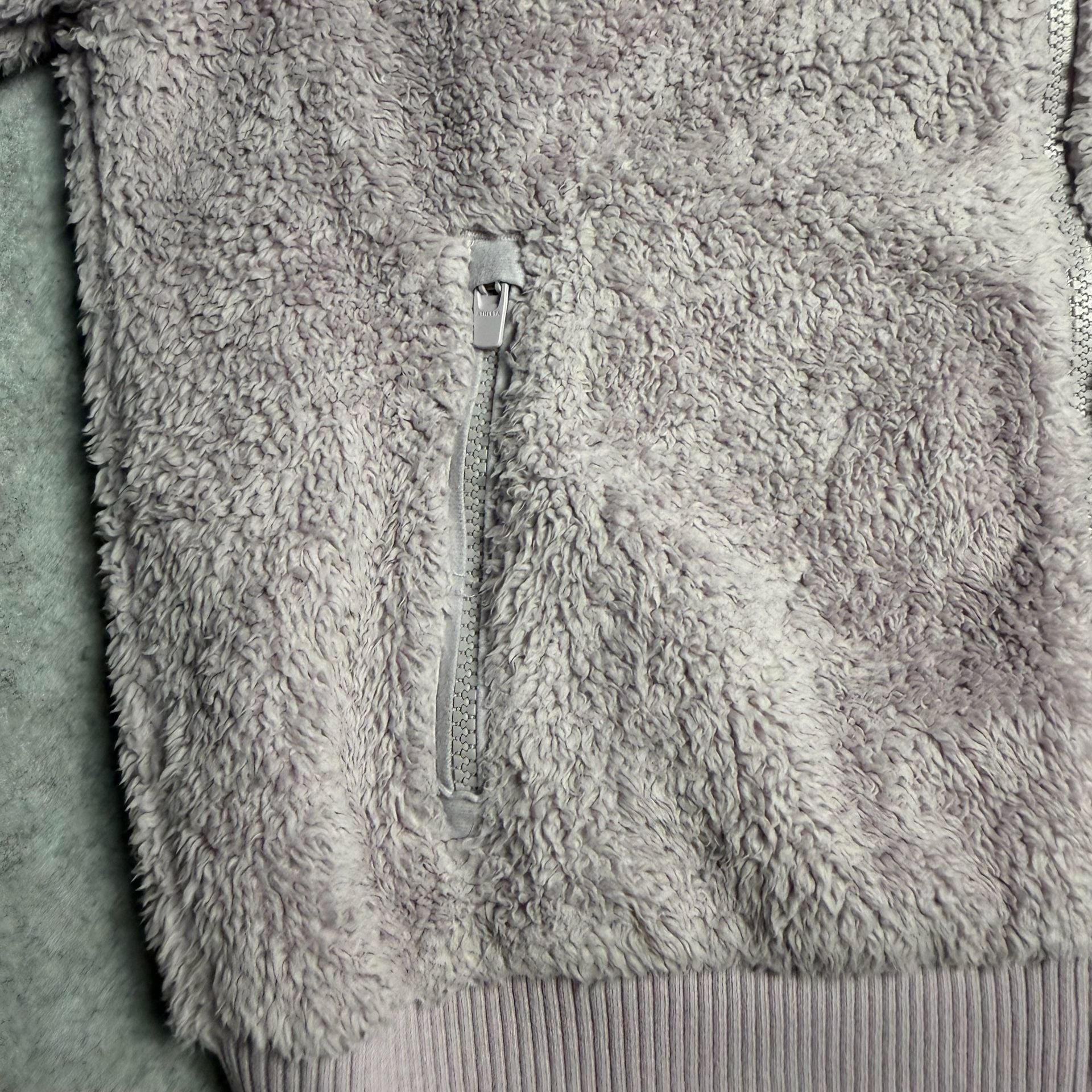 Athleta Tugga Sherpa Jacket Size M Lavender Full Zip Fleece 5