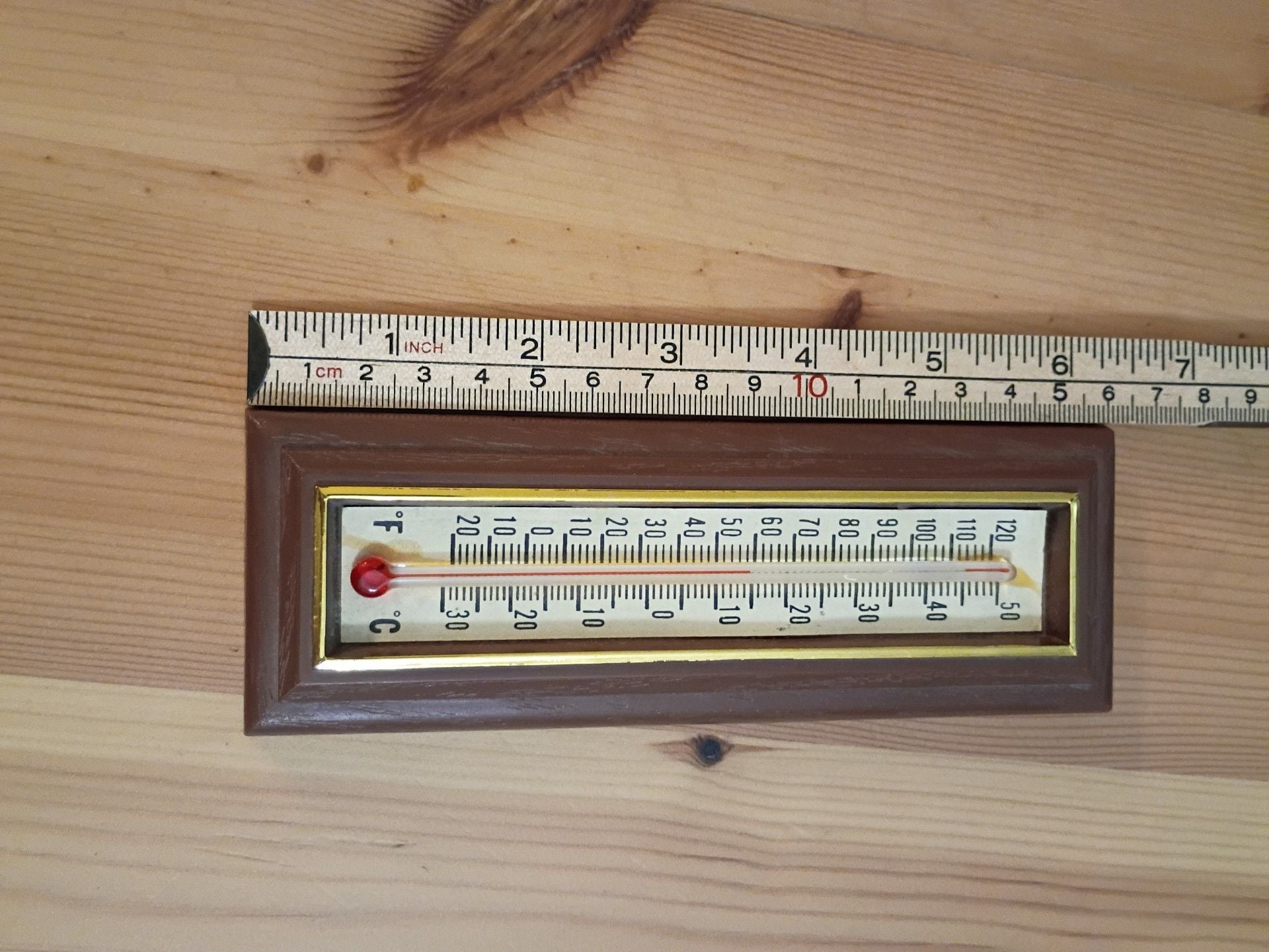Indoor Outdoor Wall Thermometer Brown Plastic Frame Fahrenheit Celsius 2