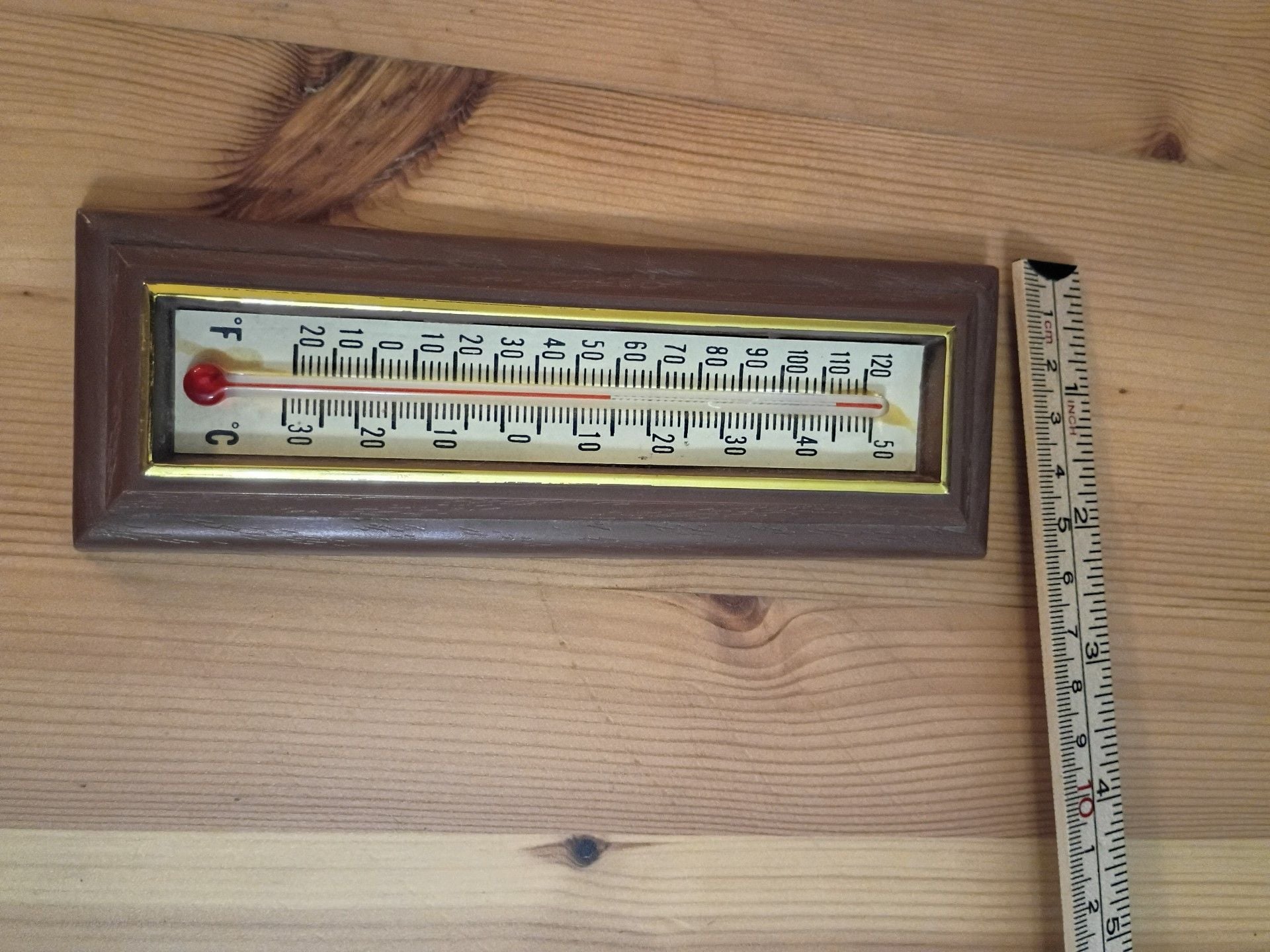 Indoor Outdoor Wall Thermometer Brown Plastic Frame Fahrenheit Celsius 3