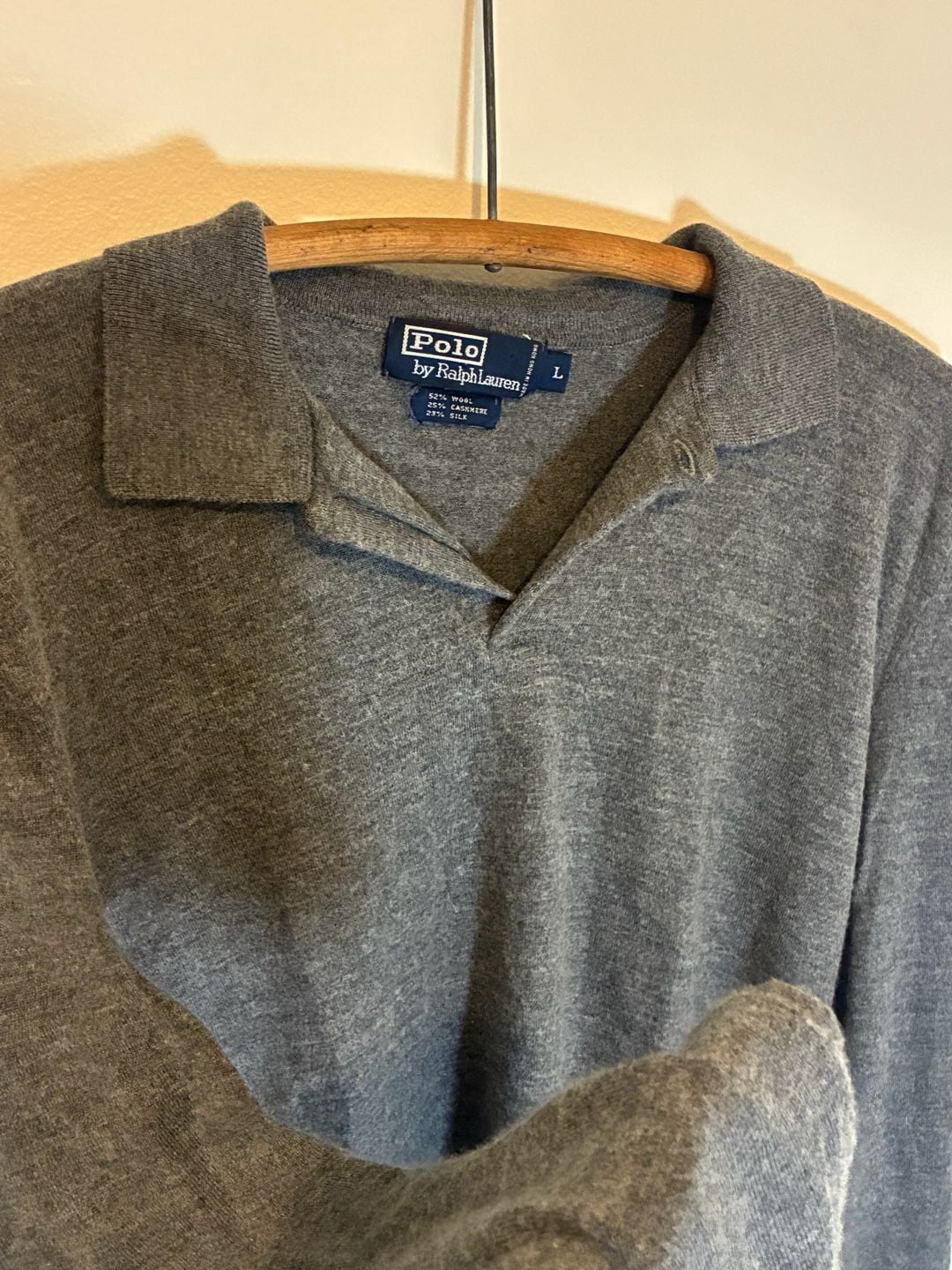 Polo By Ralph Lauren Sweater Polo Size L Gray Wool Cashmere Silk 3