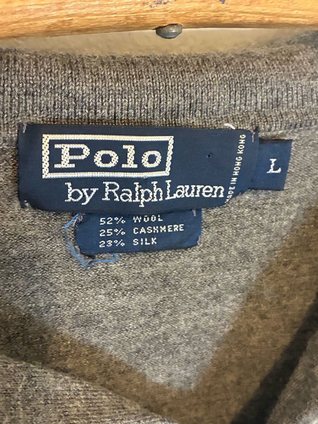 Polo By Ralph Lauren Sweater Polo Size L Gray Wool Cashmere Silk 4
