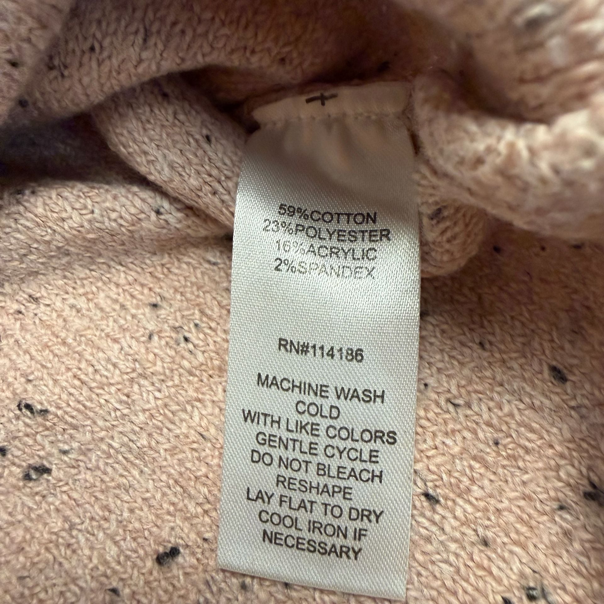 FRYE Cable Knit Sweater Size L Pink Speckled Shoulder Buttons 8
